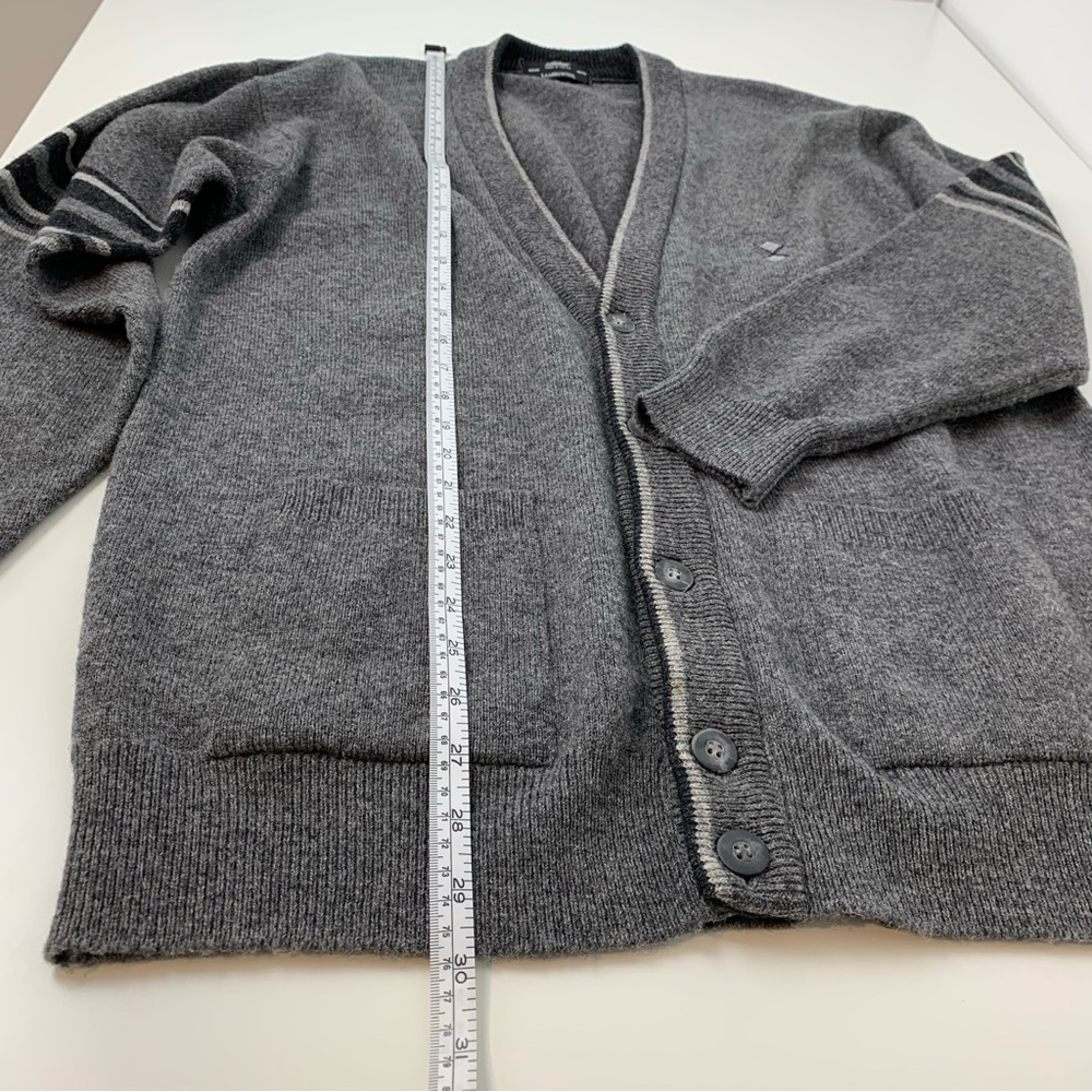 St Michael Cardigan Sweater Knit Gray Sz Medium Lambswool Pockets Grandpacore UK - Picture 6 of 10